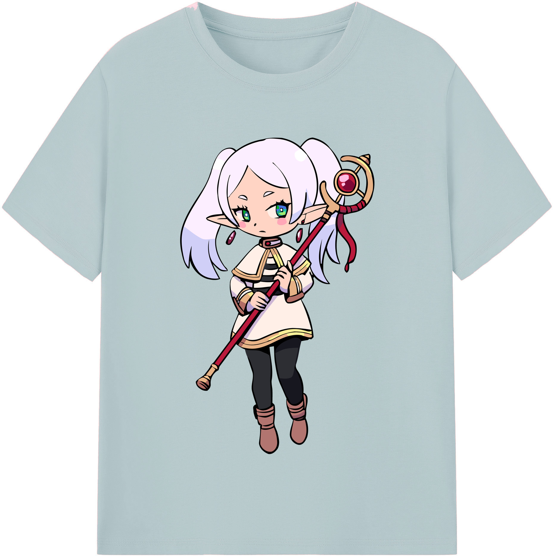 （画像用） 葬送のフリーレン Frieren 綿100％半袖Tシャツ（フロントプリント）